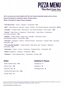 Menus – The Red Lion Cricklade